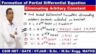 #02 formation of pde by eliminating arbitary constant | formation of pde of z=a e^bx sinby MHSET21