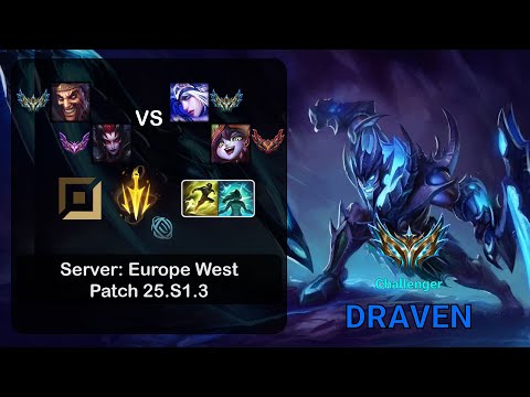 Draven ADC + Elise vs Ashe + Lulu - EUW Challenger - Patch 25.S1.3