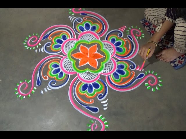 Chowkpurana rangoli designs with dots