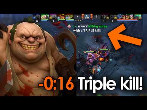 Pudge Mid in Immortal – 0:16 Triple Kill on New Patch 7.40c #dota2