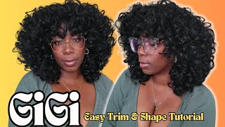 A $27 WIG! Sensationnel Full Cap Wig BEGINNER Shape & Trim Curly Hair Tutorial