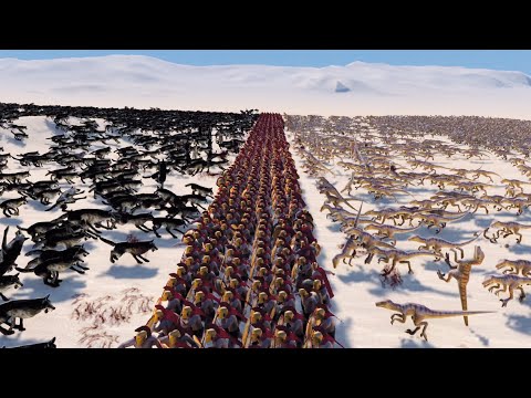 SPARTANS STUCK BETWEEN VELOCIRAPTORS AND WOLVES - UEBS MODS - Ultimate Epic Battle Simulator