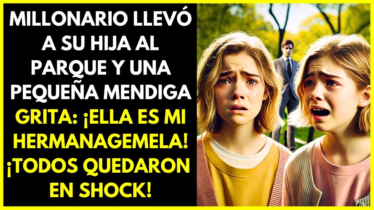 MILLONARIO LLEVÓ A SU HIJA AL PARQUE Y UNA PEQUEÑA MENDIGA GRITA: "¡ELLA ES MI HERMANA GEMELA!"