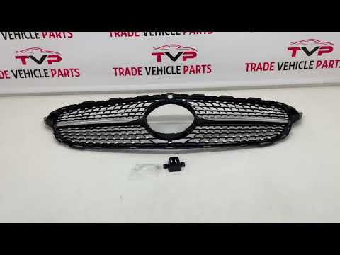 Fits Mercedes C Class W205 05/2014-05/2018 Front Bumper Grille Black & Chrome Sport video