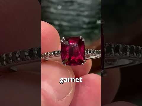 Platinum Ring with Garnet and Black Diamonds – Luxury in Red and Black.#jewelry #gemstone #gems