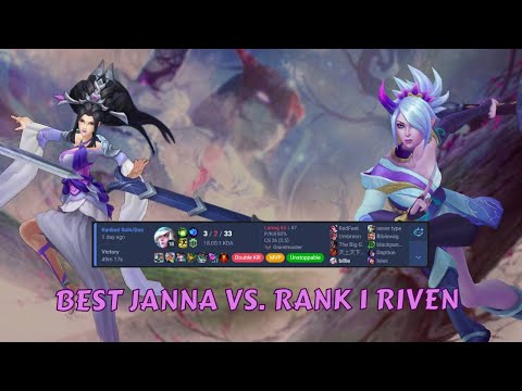 BEST JANNA NA VS. RANK 1 RIVEN -  Challenger Support Janna Gameplay (3/2/33)