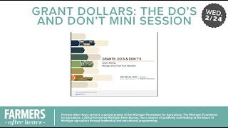 Grant Dollars: The Do’s and Don’ts Mini Session - Feb 24