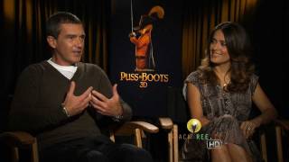 Puss In Boots |  Salma Hayek & Antonio Banderas talk about shaking their butts....