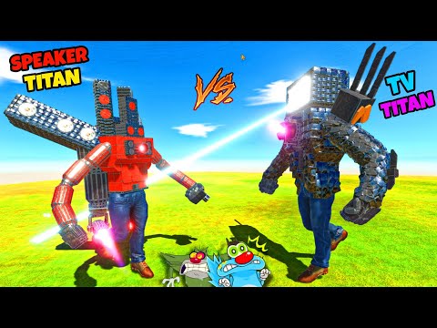 OGGY SPEAKERMAN TITAN TEAM VS JACK TV TITAN TV DEADLY FIGHT IN ANIMAL REVOLT BATTLE SIMULATOR (ARBS)