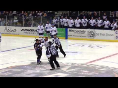 Matt Nickerson v Chris Frank EIHL hockey fight Fife Flyers Braehead Clan 23/11/13