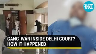 Watch shootout inside Delhi court gunshots heard  
