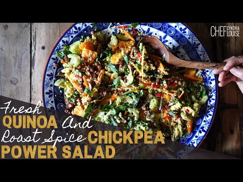 Fresh Quinoa And Roast Spiced Chickpea Power Salad With Epic Dressing | Easy and Quick Prep Recipe