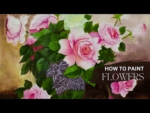 How To Paint Flowers/Flower Vase Acrylic Painting Step By Step