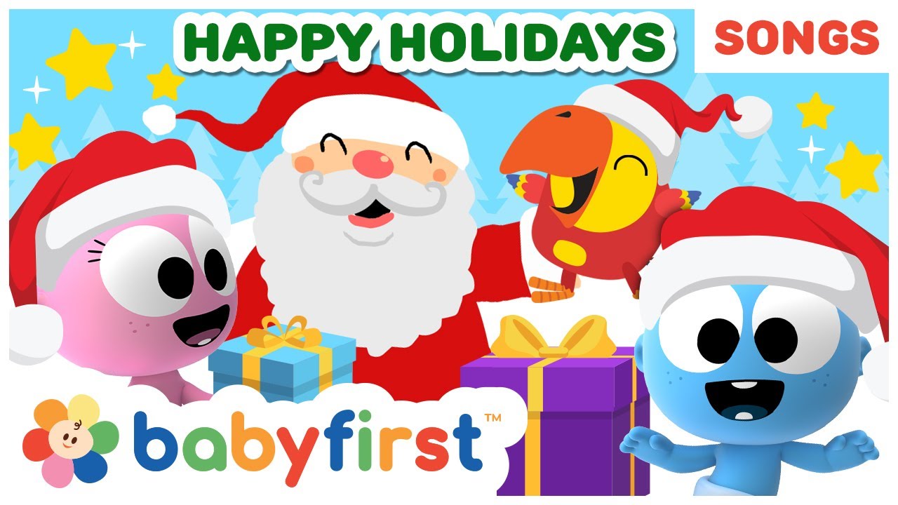 🎅🎄 Happy Holidays 2021 | Christmas  Music for kids w Larry, Color Crew & Friends | BabyFirst TV