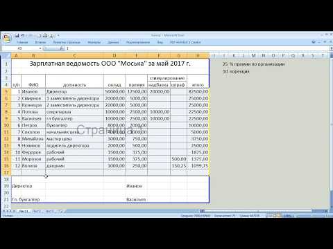 как ... сделать зарплатную ведомость в Excel