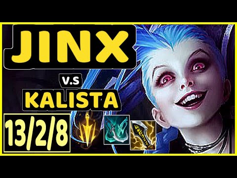 JINX vs KALISTA - QUADRAKILL 13/2/8 KDA BOTTOM ADC GAMEPLAY - EUW Ranked GRANDMASTER