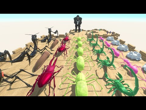 Colored Giant Invertebrates vs Mutant Primates Challenge –Animal Revolt Battle Simulator