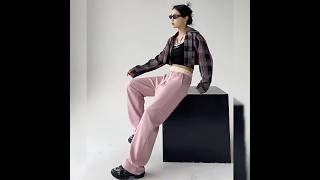 darkroesin - Drawstring Waist Two Tone Wide Leg Sweatpants