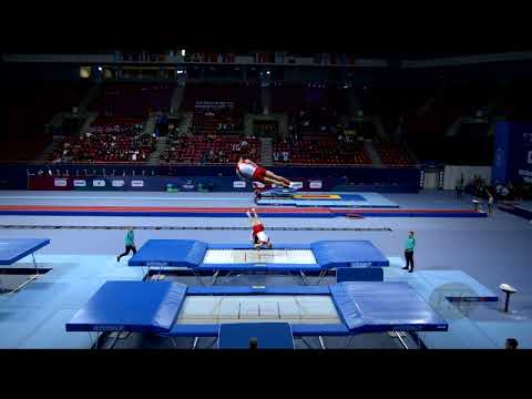 Denmark 2 (DEN) M - 2022 Trampoline Worlds, Sofia (BUL) - Q Synchro Exercise 1