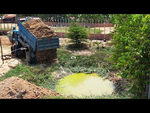Start incredible new PROJECT! Power machinery, dump trucks & dozer fill-up dirt on abandoned POND