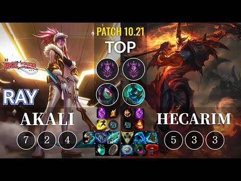 KT Ray Akali vs Hecarim Top - KR Patch 10.21