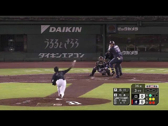 【3回裏】マリーンズ・石川が復帰登板で3回まで無失点の好投を見せる!! 2021/9/9 B-M