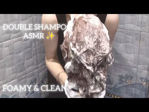 So Satisfying ASMR Hair Wash ✨ Double Shampoo, Foamy Hair & Scalp Massage