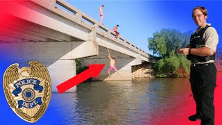 INSANE BRIDGE ROPE SWING! (COPS COME)