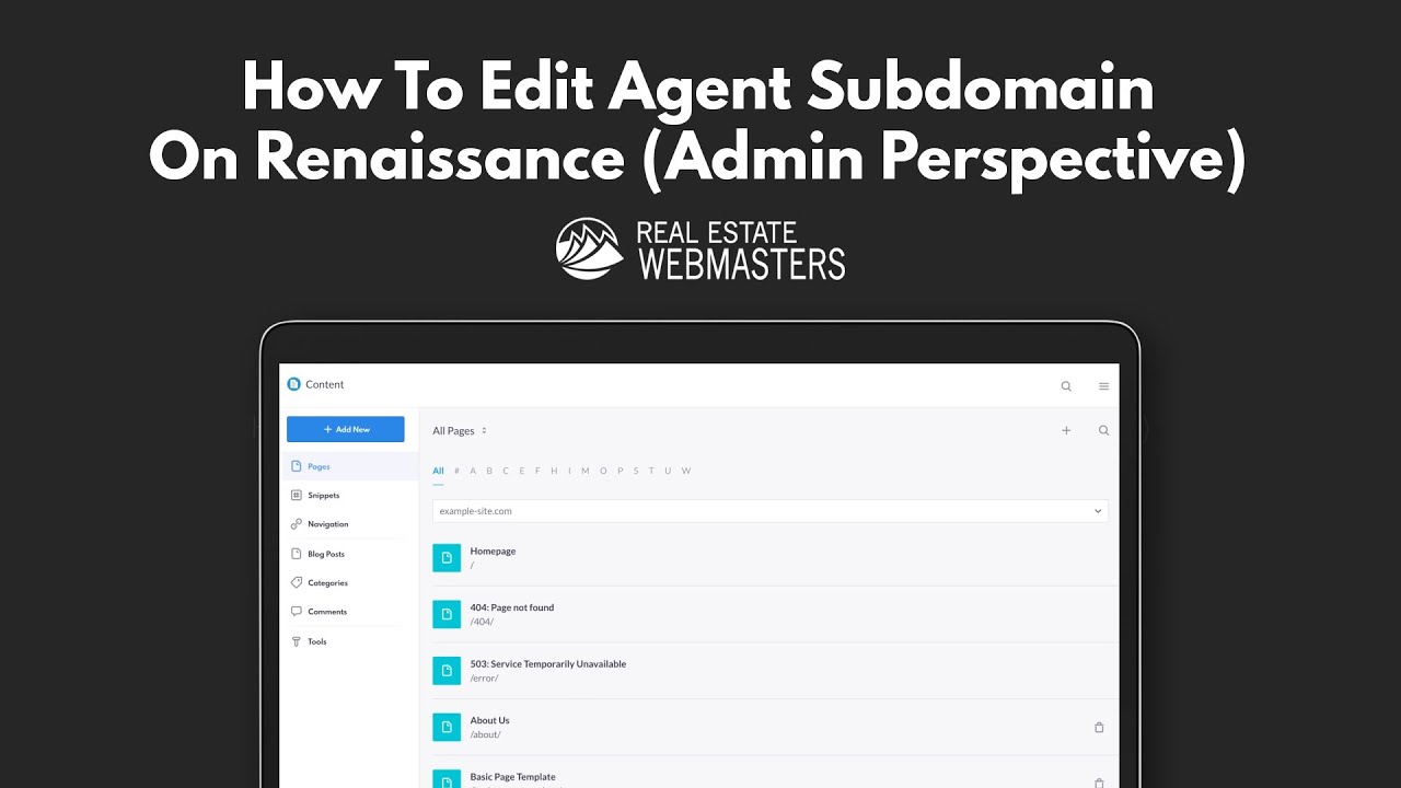 How To Edit Agent Subdomain On Renaissance (Admin Perspective) | Renaissance Guide