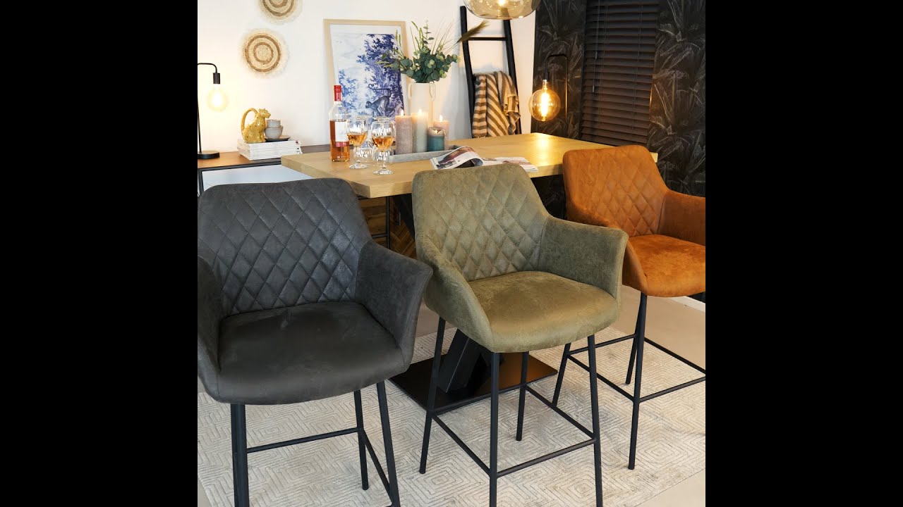 Industriële barstoel Club cognac eco leer 78 cm