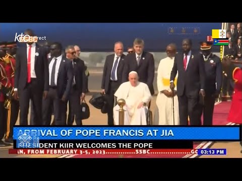 Cérémonie de bienvenue du pape François à Juba au Soudan du Sud