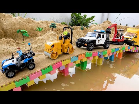 Rescue fire truck and excavator | Police car crane truck toy stories | BIBO TOYS