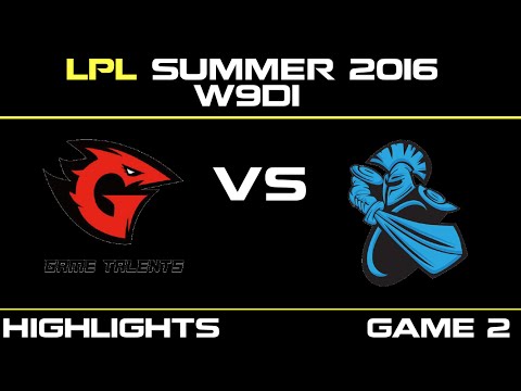 GT vs NB Game 2 Highlights Tencent LPL Summer 2016 W9D1 Game Talents vs NewBee   NB vs GT   LPL LOL