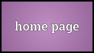 Home page Meaning