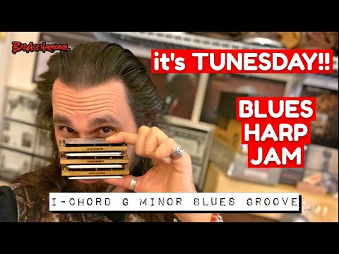 How To Not Suck playing Minor Blues Harmonica - Blues Harp Jam G minor,  3 Positions - Tunesday 46