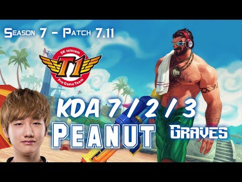 SKT T1 Peanut GRAVES vs ELISE Jungle - Patch 7.11 KR Ranked