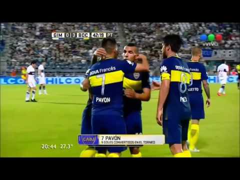 Goal of Pavón (3-0) Gimnasia y Esgrima (LP) vs Boca Juniors. Tournament First Division 2016.