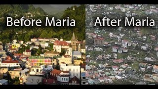 Roseau before and after Hurricane Maria in Dominica, floods, surge, winds, damage,