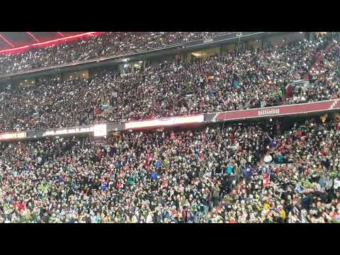 NFL Munich Game seahawks - buccaneers fans sing together country roads  at Allianz Arena 13.11.2022