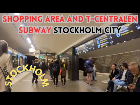 Stockholm City T-Centralen up to Drottninggatan Shopping area in city. Sweden Tourist