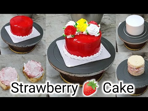 Strawberry Cake || Strawberry Cake New Design || New Cake Design 2021|| Bakery Strawberry Cake