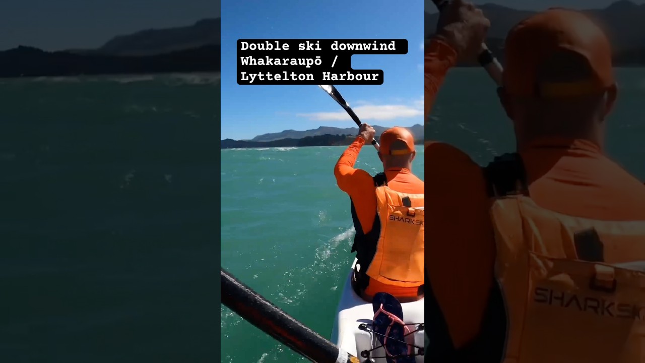 Double ski on Lyttelton Harbour technique with the summer wind - easterly