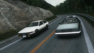 頭文字D　嘘だろー！ タイムスリップだと！！　 藤原拓海 AE86 vs デロリアン  バックトゥザフューチャー asettocorsa mod initialD AE86 VS DeLorean