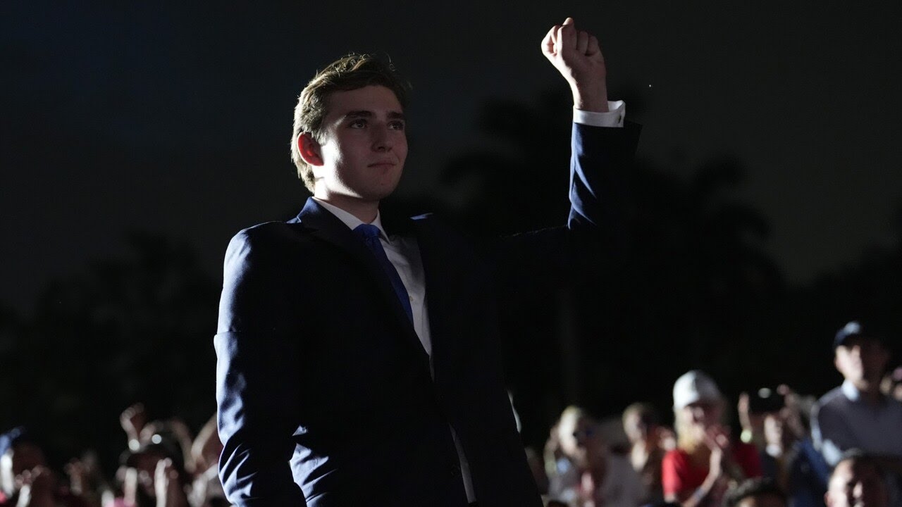 Barron Trump receives standing ovation as he makes political debut at father’s rally