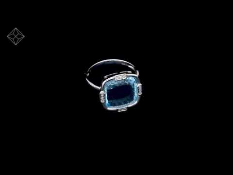 Stellato Collection Blue Topaz and Diamond Ring 0.03ct In 9k White Gold - E5970