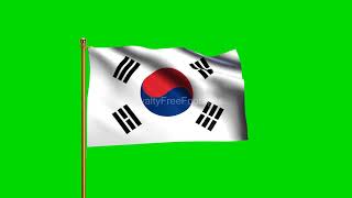 South Korea National Flag | World Countries Flag Series | Green Screen Flag | Royalty Free Footages