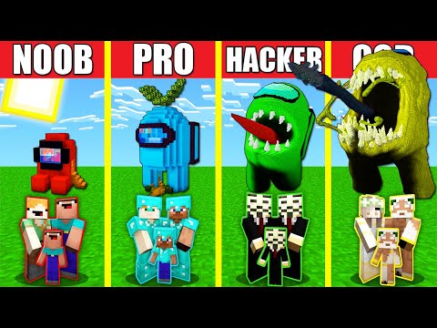 Minecraft Battle: AMONG US HOUSE BUILD CHALLENGE - NOOB vs PRO vs HACKER vs GOD / Animation IMPOSTOR