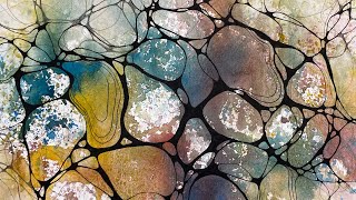 WATERCOLOR & INK relaxing painting process & neurographic inspired lines 331