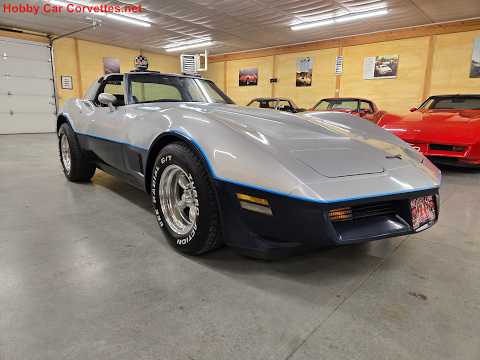 1981 Silver/Dark Blue C3 Corvette Automatic Blue Leather Int For Sale Video