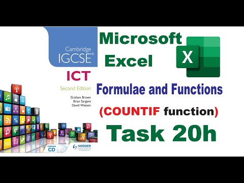 Task 20h IGCSE ICT | Hodder Education | Microsoft Excel  COUNTIF function